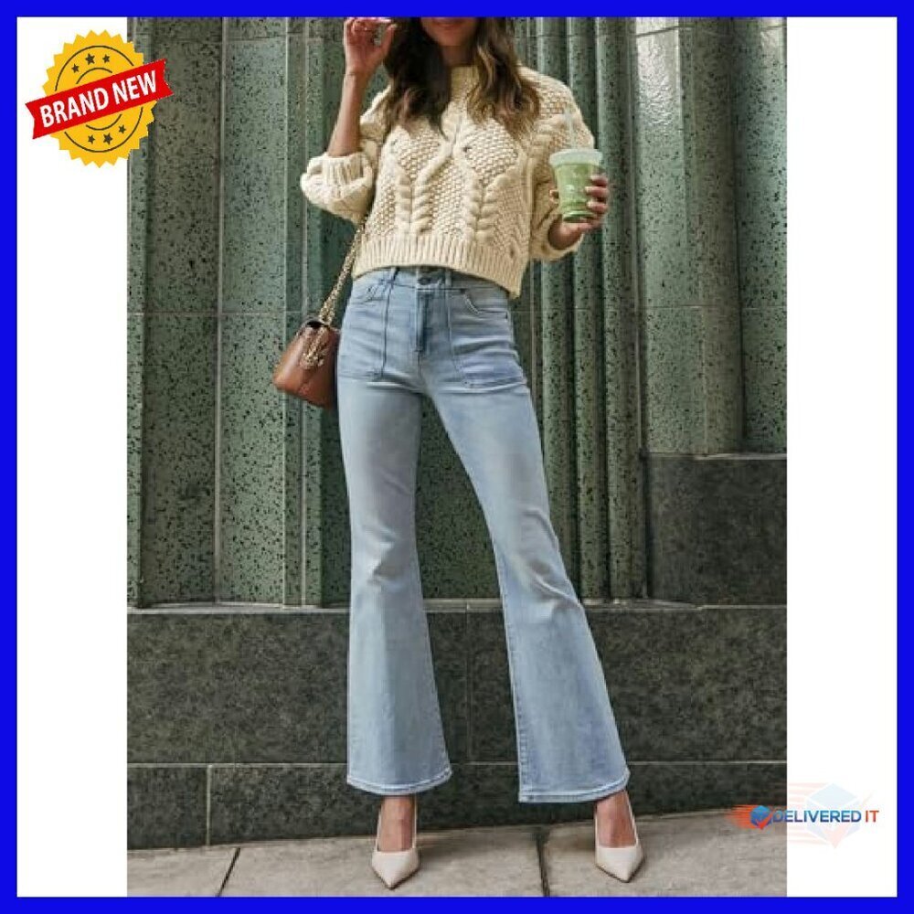 Chunky Cable Knit Cropped Sweater Loose Pullover Long Sleeve Crewneck - Picture 6 of 8